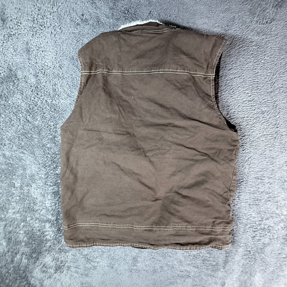 Forge Workwear Womens L Brown Canvas Fleece Lined Insulated Vest Zip Up Sherpa - Picture 2 of 6